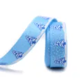 16mm Christmas ribbon blue tree snowflake print fabric for holiday gift wrapping and DIY decor - Blue White Tree Snowflake (11#)