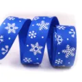 Blauw kerstlint met sneeuwvlokken voor geschenkverpakking en feestelijke decoratie - Blauwe Witte Sneeuwvlok (12#)