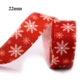 Ruban rouge de 22mm avec flocons blancs pour emballage cadeau de Noël et loisirs créatifs. - 16# (22mm)