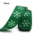 Ruban de Noël vert avec motif de flocons blancs, 25mm de large pour emballage cadeau et loisirs. - 17# (25mm)