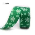 Ruban vert de Noël avec flocons de neige blancs 22 mm de large pour emballage cadeau. - 19# (22mm)