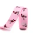 Pink 16mm Christmas grosgrain ribbon featuring cute bear pattern for holiday gift wrapping. - Pink Bear Snowflake (19#)
