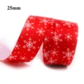 Ruban rouge de Noël avec flocons blancs 25mm de largeur pour emballage cadeau et loisirs. - 20# (25mm)