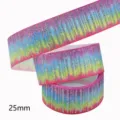 25mm Rainbow Glitter Ribbon for Bows Hair Accessories Craft Festival Decor Main View - Size 10 / Style 1