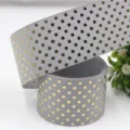 Grey gold dot grosgrain ribbon 38mm for hair bows gift wrapping and holiday party decorations - Size 10 / Gray (4#)