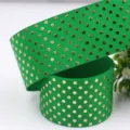 Green gold foil polka dot grosgrain ribbon for gift wrapping crafts and bow making 38mm - Green (8#)