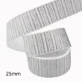 Ασημένια κορδέλα grosgrain με γκλίτερ 25mm για φιόγκους, χειροτεχνίες και διακόσμηση. - Μέγεθος 8