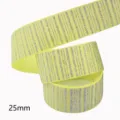 Κίτρινη κορδέλα grosgrain 25mm με ασημί γκλίτερ ρίγες για ωραίους φιόγκους μαλλιών και γιορτινή διακόσμηση - Μέγεθος 9