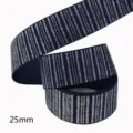 Μπλε σκούρη κορδέλα grosgrain 25mm με ασημί γκλίτερ ρίγες για φιόγκους μαλλιών - 12#