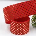 38mm red grosgrain ribbon with gold foil polka dots, perfect for hair bows and gift wrapping. - Red (15#)