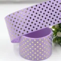 38mm gold foil polka dot purple ribbon for gift packaging, hair bows and holiday decoration. - Light Purple (16#)