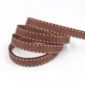 Nastro gros-grain marrone con cuciture bianche, 1 cm di larghezza per fiocchi e confezioni. - Marrone (0032#)