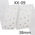 38mm white grosgrain ribbon with gold stars, scalloped edge DIY bow hair accessories craft. - Width 38mm - Length 5 Yards / White Style (029#)