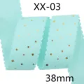 Ruban gros-grain menthe 38mm avec étoiles dorées pour nœuds de bricolage et accessoires - Style Bleu Clair (314#)
