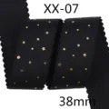 Ruban gros-grain noir 38mm avec étoiles dorées, bord festonné pour loisirs créatifs DIY. - Style Noir (030#)