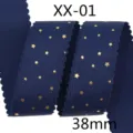 38mm Bleu Marine Ruban Étoile Dorée Bord Scallop DIY Nœud Accessoires Cheveux Craft - Style Bleu Foncé (370#)