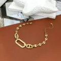 Bracciale maglia ancora in acciaio inossidabile dorato con zirconi pavè, stile chic. - Bracciale / Oro
