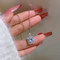 Square halo cubic zirconia pendant necklace with delicate chain, elegant and shiny jewelry piece. - Square Necklace (O-Chain) / Silver