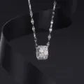 Elegante zilveren strass cilinder hanger ketting, chique sprankelende sleutelbeenketting. - Zilver