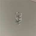 Minimalist silver C-shaped ear cuff with sparkling geometric cubic zirconia stone detail. - Ear Cuff (3474) / Clear