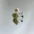 Handmade silver lava ring with green raw stone beads, detailed close-up shot showing unique texture. - Style 02 (Grape Cluster Beaded Open)