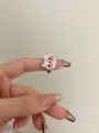 Unique design sweet cool cute pink eyes open ring, silver metal gothic monster ring style. - Red Owl