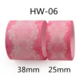 Verlauf Spitze bedruckt Ripsband Rollen in 38mm und 25mm Breite für DIY Schleifen. - Breite 25mm, Länge 100 Yards / Rosa Farbverlauf (HW-06)