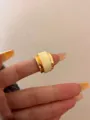 Chique vloeibaar emaille dubbele open ring, stijlvolle metalen crème mode vinger sieraden. - Goud Wit