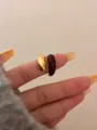 Vloeibaar emaille dubbele open ring, chique chocoladebruine gouden fashion sieraden. - Dubbellaags - wijnrood