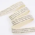 Cotton linen ribbon vintage script printed tape for DIY hair bow handmade craft gift wrapping - 1 Yard 16mm / CP1
