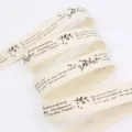 Vintage cotton linen ribbon with English print and bird motif, ideal for DIY crafts. - 1 Yard 16mm / CP3