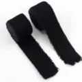 Schwarzes ausgefranstes Jeansband offene Kante Stoffbesatz für Kleidung Hüte DIY Nähen. - Schwarzer Denim (22A) / Breite 2.5cm * Länge 2 Yards/Rolle / Schwarz
