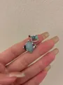 Silver natural stone open ring minimalist style stacked finger ring for daily wear and fashion. - Letter E