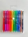 Buntes radierbares Gelstift Set mit 12 lebendigen Farben in transparenter Tasche für Schule. - Verpackt PET