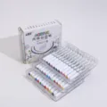 24-color acrylic marker pens set with soft nibs in transparent storage box for DIY art. - 48 Colors Acrylic Markers