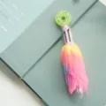 Colorful plush ballpoint pen with cute donut topper and multi-color buttons for school. - Donut