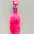 Children multi-color ballpoint pen with cute plush cat paw design, perfect for school stationery. - Cat Paw