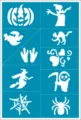 Halloween Schablone Vorlage Bodypainting blaue Papierbogen mit verschiedenen Gruseldesigns - 8x12 / Blau 03