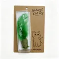 Natural cat toy with green feather and catnip, interactive pet chew toy packaging detail - Feather Mouse Catnip Lollipop