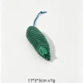 Plush corduroy cat toy mouse with blue string tail, interactive pet toy, 17x3x3cm. - 1 Piece / Cyan