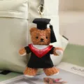 Osito de graduación peluche llavero tierno teddy muñeca bolsa colgante gorro juguete - Estilo Cuello en V Rojo