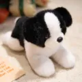 Black and white border collie plush toy cute puppy stuffed animal birthday gift for kids - Lying Luminous Border Collie / 28x20x15cm