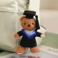 Lindo llavero de peluche de oso de graduación, muñeca suave para mochila escolar decoración. - Estilo Cuello en V Azul