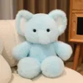 Süßes hellblaues Plüsch Elefant Kuscheltier, weicher flauschiger Begleiter für Kinder. - Blaues Elefantenmuster