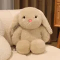 Cute fluffy beige rabbit plush toy soft stuffed animal doll for kids girls soothing gift - Brown Rabbit