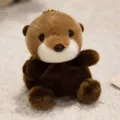 Mignon porte-clés en peluche loutre marron, Pendentif de sac animal duveteux pour les femmes. - Loutre