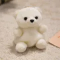 Mignon porte-clés ours en peluche blanc, doux pendentif de sac animal en peluche pour filles. - Ours en peluche