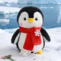 Simpatico peluche pinguino con sciarpa rossa e decorazione a fiocco, morbida bambola per bambini. - 20cm / Pinguino di Natale - Sciarpa Rossa di Natale