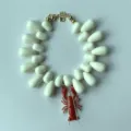 Collier ras de cou pendentif homard mode perles résine acrylique goutte blanche bijoux - Milky blanc