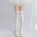 Chaussettes hautes blanches en dentelle, style lolita JK douces pour femmes printemps été. - Taille unique / Blanc